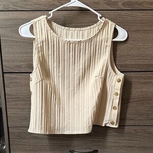 SHEIN Cream Button-Side Tank Top